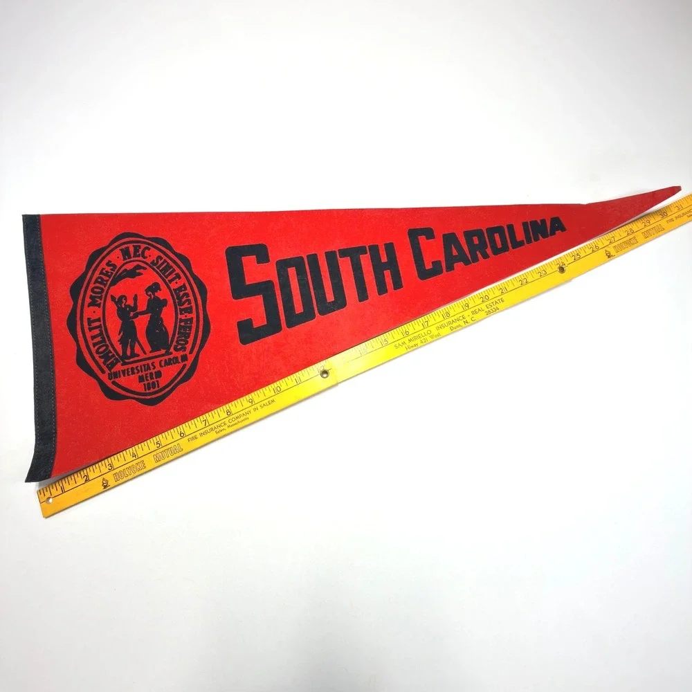South Carolina Vintage Felt Pennant Red Black University Gamecocks 30